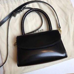 By Far Mini Bag semi-patent black leather